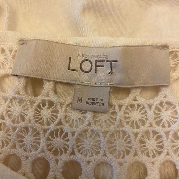 Ann Taylor Loft Ivory Crochet‎ Insert Sleeveless Top - Picture 8 of 10